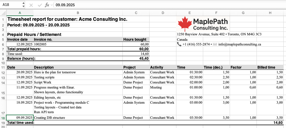 DemoSpreadSheetMaple